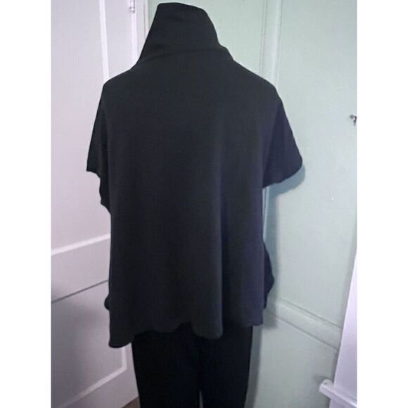 Comfy USA Womens Medium Funnel Neck Lagenlook Asymmetrical Topper Jacket Black - Picture 4 of 7